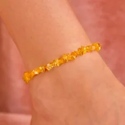 Citrine Gemstone Chip Anklet -Deals Bijestora Store 10BRAK1108CTRNV4