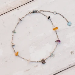 Rainbow Chip Chain Anklet -Deals Bijestora Store 10BRAK1109SILVV3
