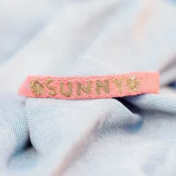 Metallic Sunny Woven Word Bracelet -Deals Bijestora Store 10BRXX1628PINKV3