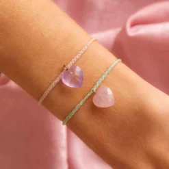 Stone Heart Charm Bracelet -Deals Bijestora Store 10BRXX1651VANLV2