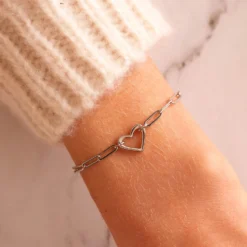 Open Heart Paperclip Chain Bracelet 20 Open Heart Paperclip Chain Bracelet -Deals Bijestora Store 10BRXX1676SILVV2