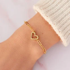 Open Heart Paperclip Chain Bracelet 15 Open Heart Paperclip Chain Bracelet -Deals Bijestora Store 10BRXX1676 GOLDV2 min