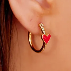 Petite Heart Hoop Earrings -Deals Bijestora Store 10JEEA1041GOLD 3 min