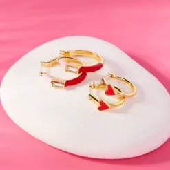 Petite Heart Hoop Earrings -Deals Bijestora Store 10JEEA1041GOLD 5 min