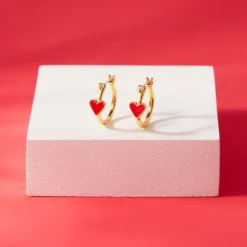 Petite Heart Hoop Earrings -Deals Bijestora Store 10JEEA1041GOLD 6 min