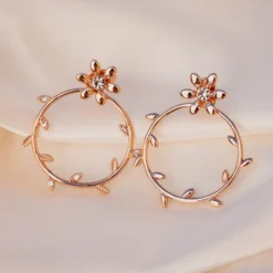 Pretty Petal Flat Hoop Earrings -Deals Bijestora Store 10JEEA1162RGOLV3