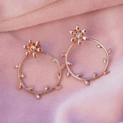 Pretty Petal Flat Hoop Earrings -Deals Bijestora Store 10JEEA1162RGOLV4
