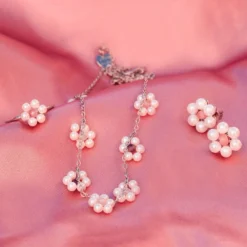 Bitty Pearl Flower Choker -Deals Bijestora Store 10NKXX1145SILVV4