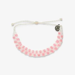 Pink Woven Seed Bead Checkerboard Bracelet
