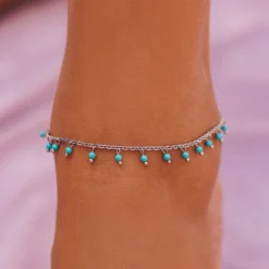 Floating Gemstone Anklet -Deals Bijestora Store 36334SILVV2