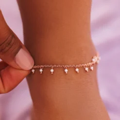 Floating Gemstone Anklet -Deals Bijestora Store 36335RGOLV4