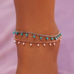 Floating Gemstone Anklet -Deals Bijestora Store 36335RGOLV6