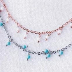 Floating Gemstone Anklet -Deals Bijestora Store 36335RGOLV7