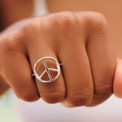 Peace Sign Ring -Deals Bijestora Store 36401SILVV4
