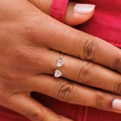 Twin Hearts Gemstone Ring -Deals Bijestora Store 36411SILVV4