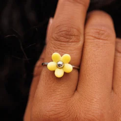 Solstice Enamel Flower Ring -Deals Bijestora Store 36423SILVV4