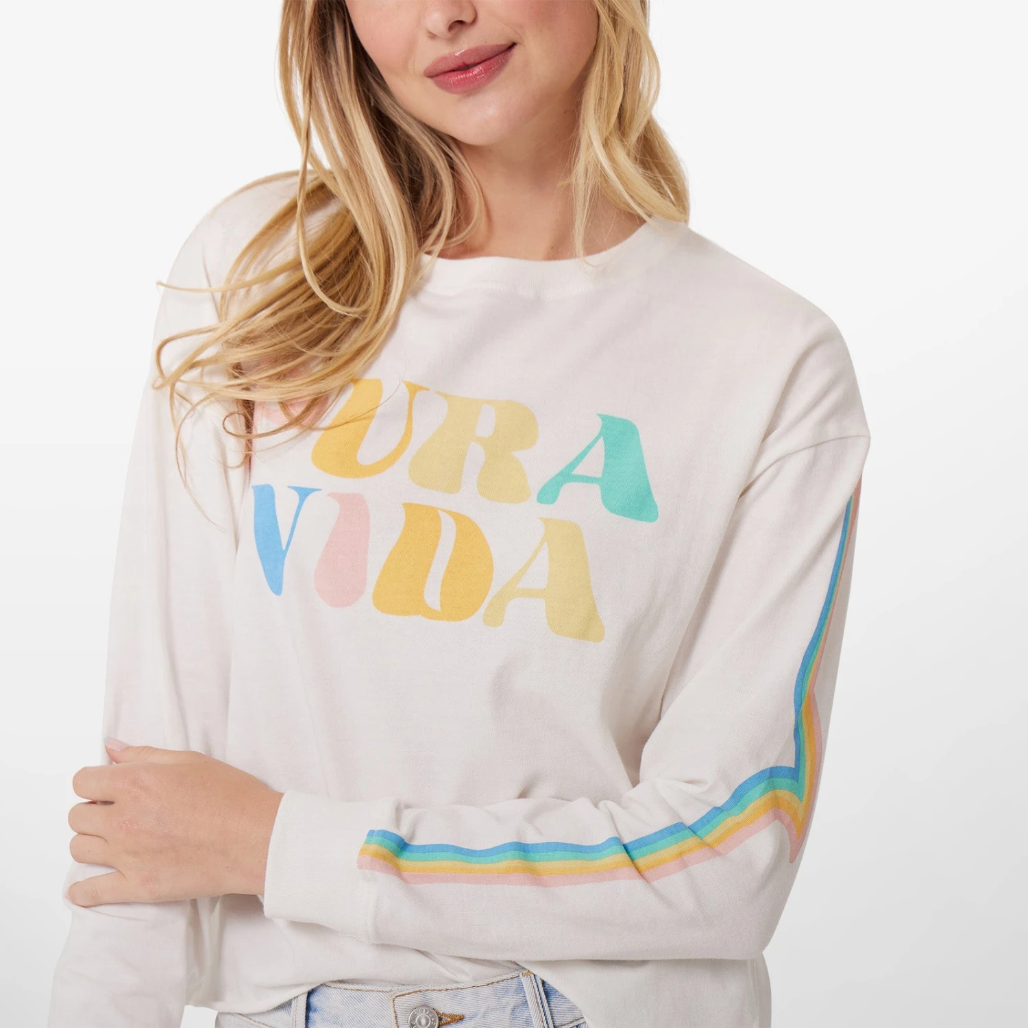 Rainbow Wave Long Sleeve Boxy Tee 1 Rainbow Wave Long Sleeve Boxy Tee