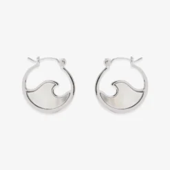 Mother Of Pearl Mini Wave Hoop Earrings