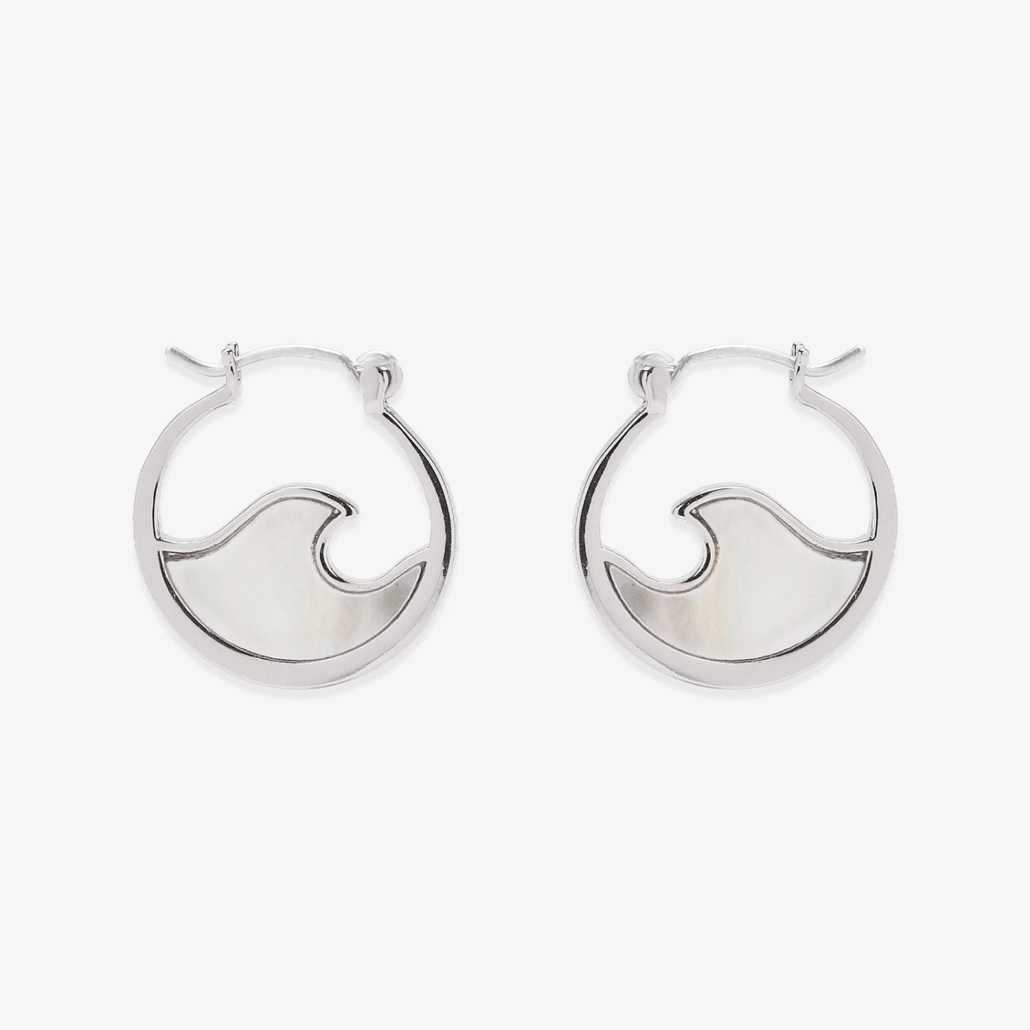Mother Of Pearl Mini Wave Hoop Earrings 1 Mother Of Pearl Mini Wave Hoop Earrings