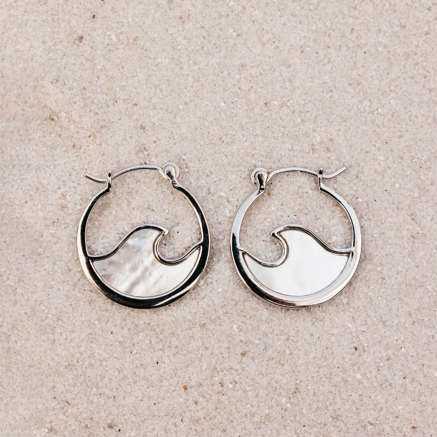 Mother Of Pearl Mini Wave Hoop Earrings 4 Mother Of Pearl Mini Wave Hoop Earrings - Image 4