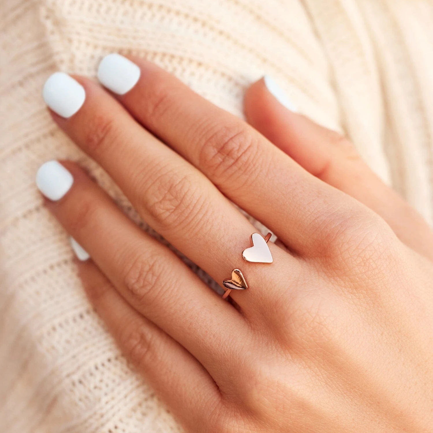 Two Hearts Open Ring 7 Two Hearts Open Ring - Image 7