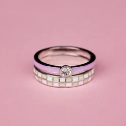 Checkerboard Ring Set -Deals Bijestora Store 37582 SILVV3 min