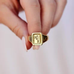 Palm Burst Signet Ring -Deals Bijestora Store 37608 GOLDV5 min