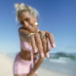 Palm Burst Signet Ring -Deals Bijestora Store 37608 GOLDV7 min