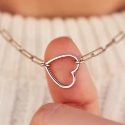 Floating Heart Paperclip Chain Choker 14 Floating Heart Paperclip Chain Choker -Deals Bijestora Store 37627 SILVV2 min