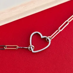 Floating Heart Paperclip Chain Choker 19 Floating Heart Paperclip Chain Choker -Deals Bijestora Store 37627 SILVV3 min