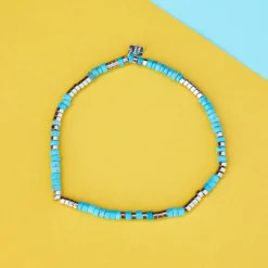 Turquoise Bead Stretch Anklet -Deals Bijestora Store 38442 SILVV3