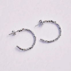 Diamond Cut Hoop Earrings -Deals Bijestora Store 38486SILV 2