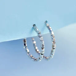 Diamond Cut Hoop Earrings -Deals Bijestora Store 38486SILV 3