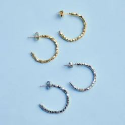 Diamond Cut Hoop Earrings -Deals Bijestora Store 38486SILV 5