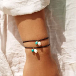 Pearl & Turquoise Charm Bracelet 9 Pearl & Turquoise Charm Bracelet -Deals Bijestora Store 38507 BLCKV6