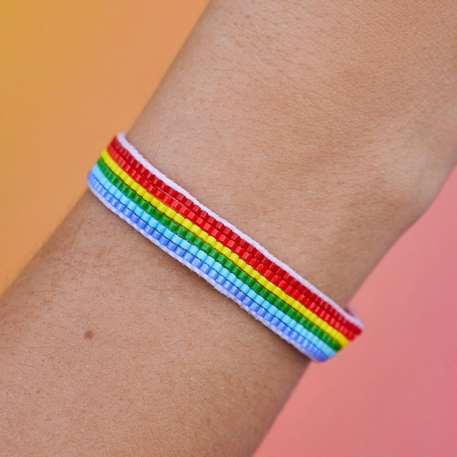 Woven Rainbow Seed Bead Bracelet 2 Woven Rainbow Seed Bead Bracelet - Image 2