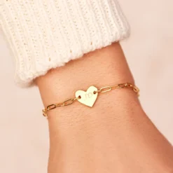 Engravable Heart Paperclip Chain Bracelet 20 Engravable Heart Paperclip Chain Bracelet -Deals Bijestora Store 38701 GOLDV2 min