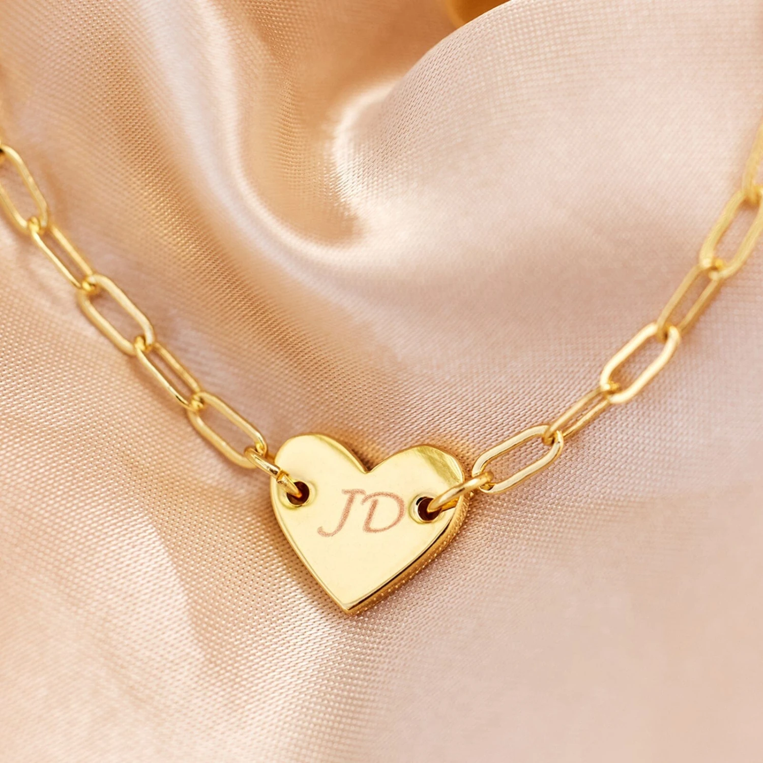 Engravable Heart Paperclip Chain Bracelet 13 Engravable Heart Paperclip Chain Bracelet - Image 13