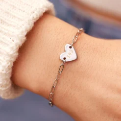 Engravable Heart Paperclip Chain Bracelet 16 Engravable Heart Paperclip Chain Bracelet -Deals Bijestora Store 38701 SILVV2 min