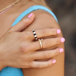 Striped Enamel Ring 13 Striped Enamel Ring -Deals Bijestora Store 38869 BKWHV7