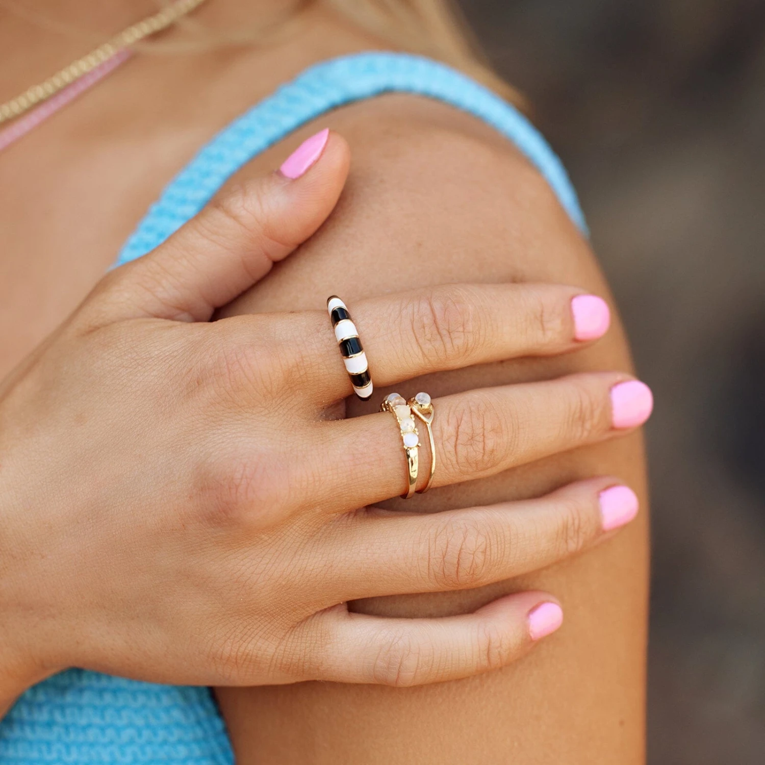 Striped Enamel Ring 6 Striped Enamel Ring - Image 6