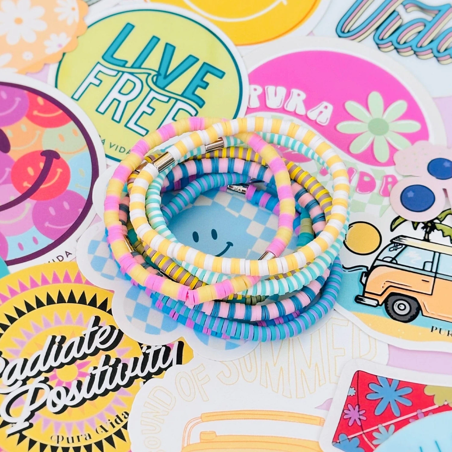 Vacation Vibes Bright Stretch Bracelet Set Of 8 7 Vacation Vibes Bright Stretch Bracelet Set Of 8 - Image 7