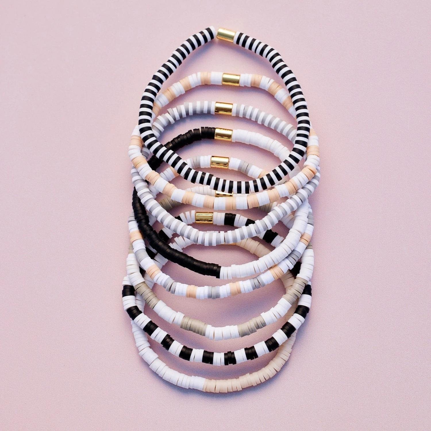 Vacation Vibes Neutral Stretch Bracelet Set Of 8 2 Vacation Vibes Neutral Stretch Bracelet Set Of 8 - Image 2