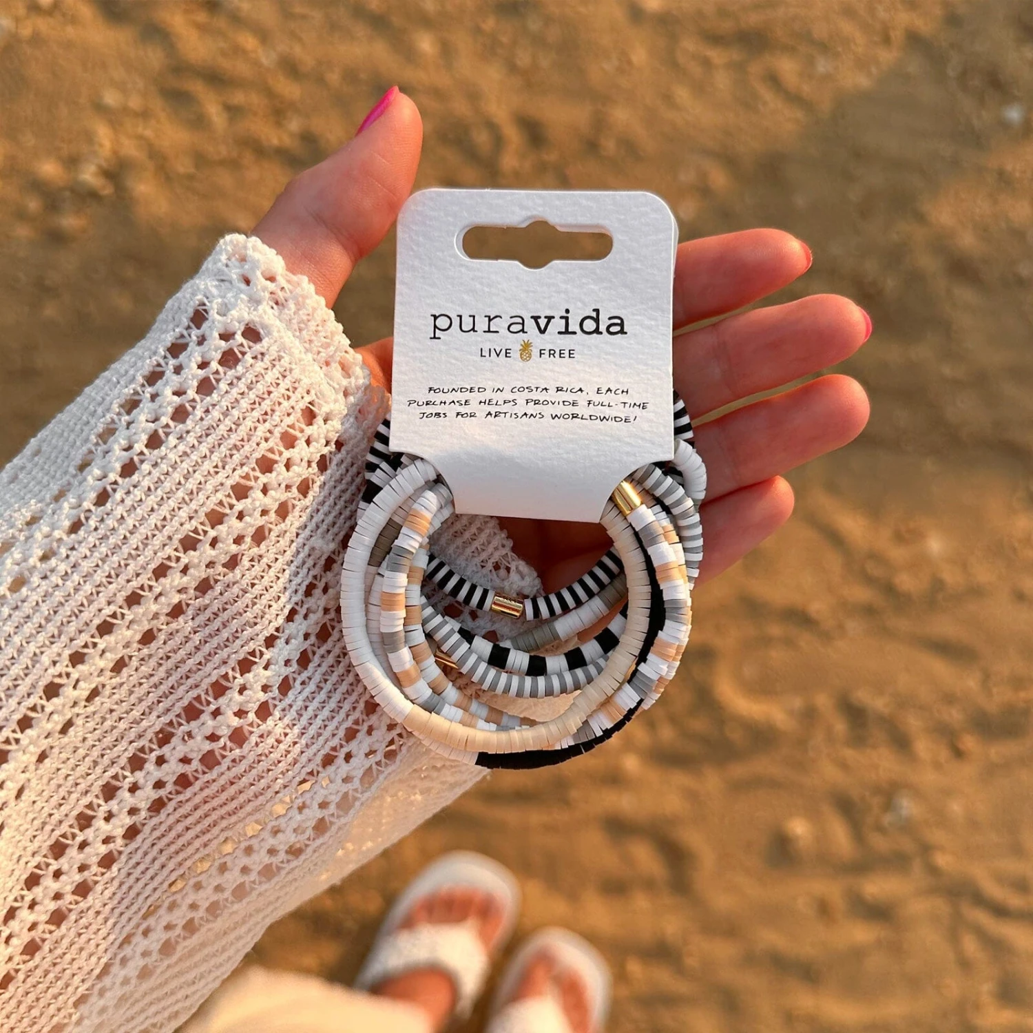 Vacation Vibes Neutral Stretch Bracelet Set Of 8 5 Vacation Vibes Neutral Stretch Bracelet Set Of 8 - Image 5