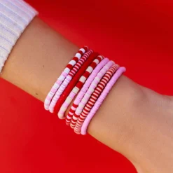 Vacation Vibes Pink Moment Stretch Bracelet Set Of 8 -Deals Bijestora Store 38872PNKM 4