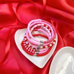 Vacation Vibes Pink Moment Stretch Bracelet Set Of 8 -Deals Bijestora Store 38872PNKM 7