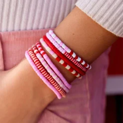 Vacation Vibes Pink Moment Stretch Bracelet Set Of 8 -Deals Bijestora Store 38872PNKM 9