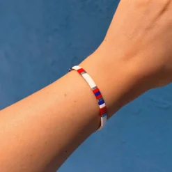 Fourth Of July Tile Bead Stretch Bracelet -Deals Bijestora Store 38903SILV 6 min