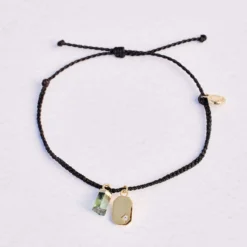 Raw Emerald Gold Charm Bracelet -Deals Bijestora Store 38951BLCK 4