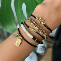 Raw Emerald Gold Charm Bracelet -Deals Bijestora Store 38951BLCK 5